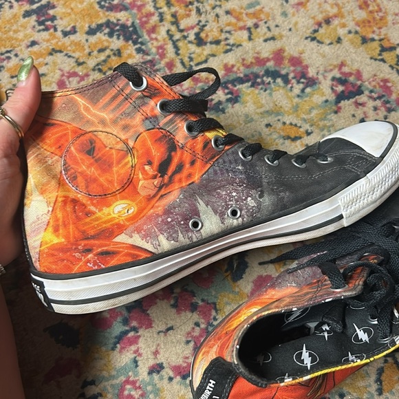 Men’s The Flash High-Top Converse Sneakers - Black and Orange - Picture 3 of 6